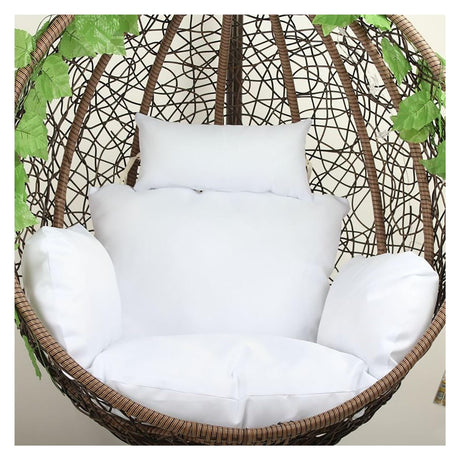 Outdoor Swing Egg Chair Cushion with Headrest & Ties, 7cm Thick Soft PP Cotton, Waterproof Patio Cushion for Egg Hanging Chairs, Garden, Balcony(White) Generic