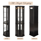 Eyisean 70" Lighted Glass Corner Curio Cabinet, Display Cabinet with Elegant Tempered Glass Door, China Cabinet with Light Bulb, Mirrored Back Panel, Rack for Living Room Storage (Black) Eyisean