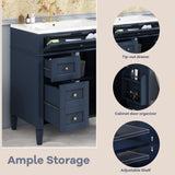 Jeffski 30" Floor Bathroom Vanity with Top Sink, Modern Bathroom Cabinet Vanities with 2 Drawers, Adjustable Shelf and A Tip-Out Drawer, Single Sink Combo Set Bathroom Vanity, Navy Blue Jeffski