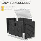 DWVO 35 Cu Ft Storage Shed with Unique X-Shaped Lockable Door, Outdoor Weatherproof Resin Shed Without Shelf for Waste Bins, Bicycles, Gardening & Lawn Equipment, Dark Gray DWVO