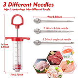 Meat Injector, TGE-V 1-oz Plastic BBQ Marinade Injector Kit, Turkey Injector Syringe (3 Stainless Steel Meat Needles +3 Replacement O Rings + 1 Cleaning Brush) for Turkey Smoked BBQ Grill GRILL BUMP