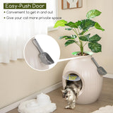 Tangkula Hidden Litter Box Plant, Cat Litter Box Enclosure Furniture with Odor Removal System, 4 Modes Lights, Artificial Plant, Pebbles, Door, Scoop, Planter Litter Box for Large Cats, Easy to Clean Tangkula