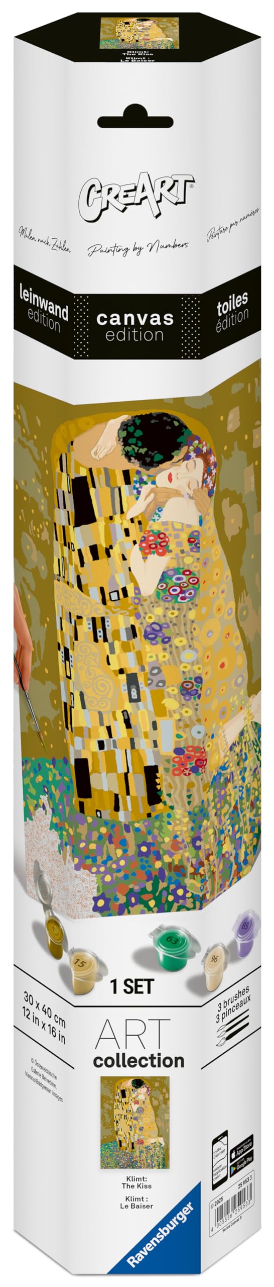 Ravensburger Relax CreArt Klimt: The Kiss Canvas Paint by Numbers Kit | Perfect DIY Art Gift for Adults, Stress Relief, and Creative Hobby Ravensburger