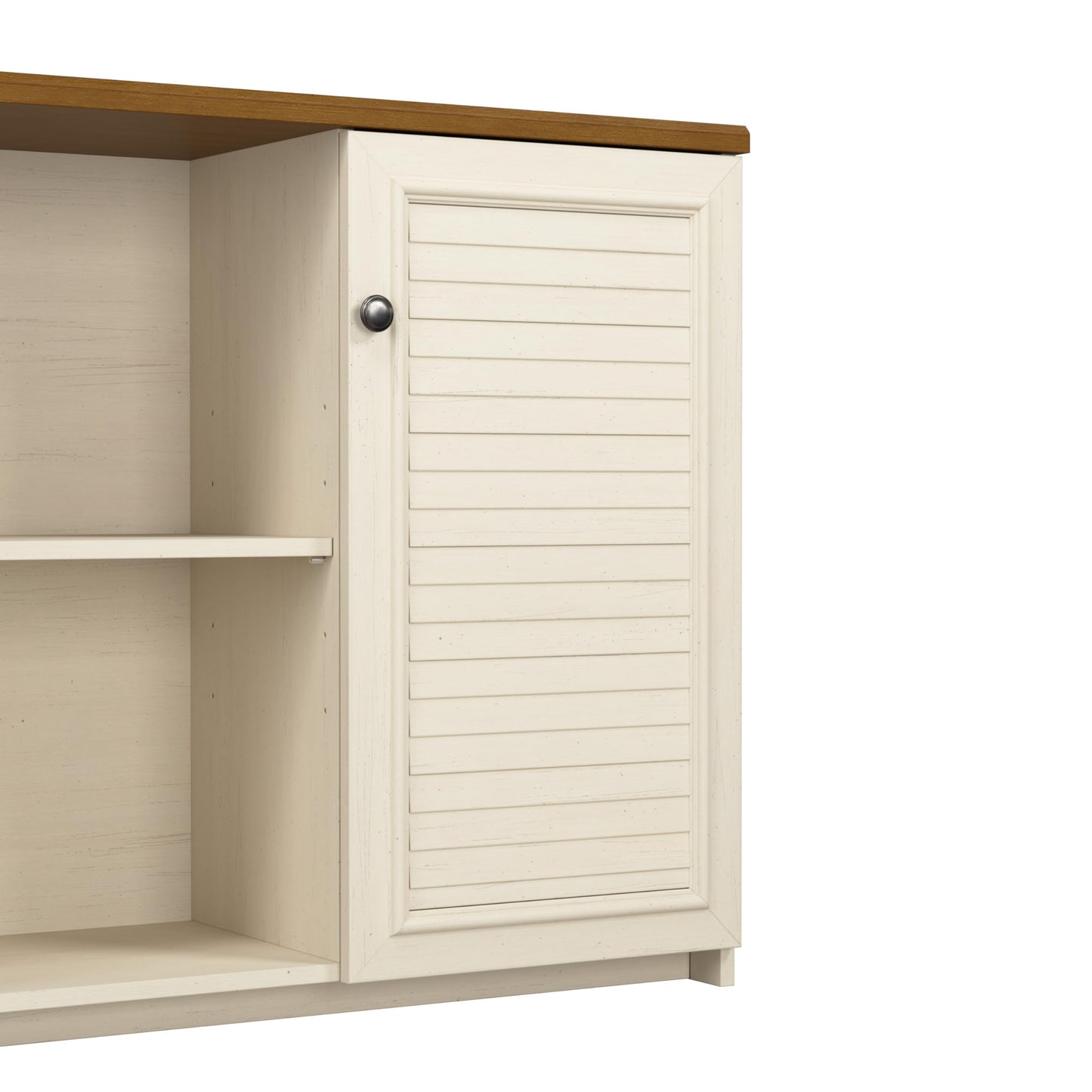 Bush Furniture Fairview Antique White Accent Cabinet with Tea Maple Doors for Home Office Storage - WoodArtSupply