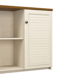 Bush Furniture Fairview Antique White Accent Cabinet with Tea Maple Doors for Home Office Storage Bush Business Furniture