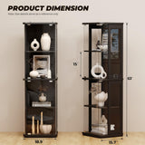 BROTTAR Rounded Display Cabinet with Glass Door, 4-Tier Curio Cabinet with 3 Color Lights for Collectibles, Glass Display Case with Transparent Full-Display Surface, Human Body Sensor, Black BROTTAR