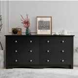 JUMMICO 6 Drawer Double Dresser for Bedroom, Industrial Wood Dresser Modern 6 Chest of Deep Drawers, Wide Storage Organizer Cabinet for Living Room (Black) JUMMICO