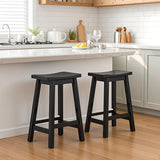 PayLessHere Bar Stools Set of 2, Wooden Saddle Stools 24 Inch Heigh, Bar Chairs Seat with Footrests and Industrial, Kitchen Counter Stools for Restaurant, Bistro Bar and Home Dining PayLessHere