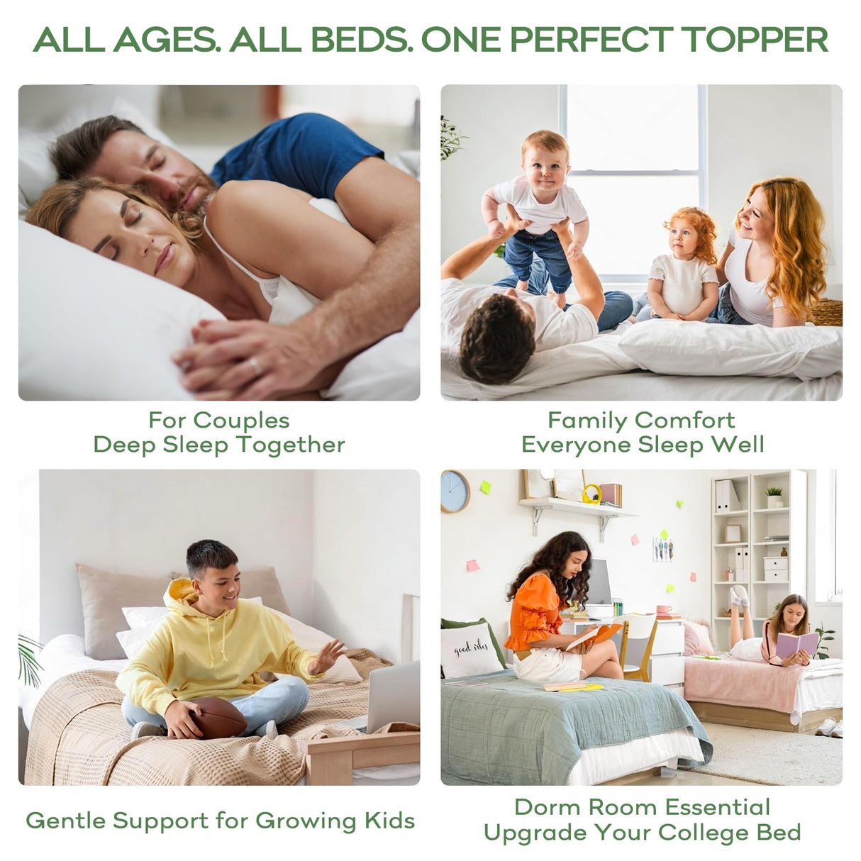 OLANLY Full Mattress Topper – Viscose Made from Bamboo Cooling Pillow Top, Plush Bed Topper with Breathable Quilted Design, Soft Full Mattress Pad for Back Pain Relief, White OLANLY