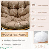 BULEXYARD Oversized Papasan Rocking Chair Indoor Outdoor 450lbs, Brown Wicker Royal Rocking Egg Chair with Brown Thick Cushion, Cozy Recliner Lounge Rocker for Balcony, Porch BULEXYARD