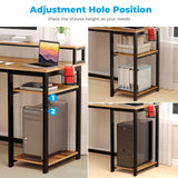 GreenForest 47 inch Computer Desk with Power Outlets, Small Home Office Desk with Ergonomic Monitor Stand, Reversible Gaming Desk, Modern Study Desk, Laptop Desk, Walnut GreenForest