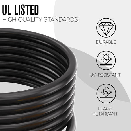 Houseables 50 Amp RV Extension Cord, Power Cords, 30 Ft Long, 1 Pack, Black, Yellow, SS2-50R Female Adaptor, 14-50P Male Plug, 50A Compatible, PVC, STW, w/Handle, for Camper, Motorhome, UL Certified Houseables