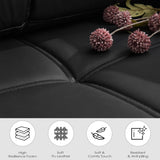 TYBOATLE 88" W Faux Leather Couches for Living Room w/Side Pockets, Mid-Century Modern Tufted Comfy Leather Couch w/USB and Wider Arms, 3 Seater Sofa for Office, Apartment, Bedroom, Black TYBOATLE