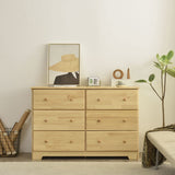 Better Home Products Solid Pine Wood 6 Drawer Double Dresser in Natural. Better Home Products