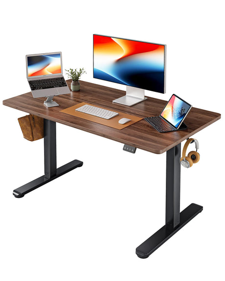 FEZIBO Electric Standing Desk, Height Adjustable Stand up, 48 x 24 Inches Sit Stand Home Office, Computer Desk, Black Walnut FEZIBO