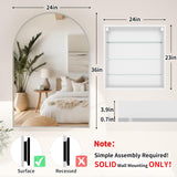 FUNFOLLOW Silver Medicine Cabinet with Mirror,Bathroom Arched Medicine Cabinet Wall Mounted, Modern Vanity Mirror with Storage,Bathroom Storage Cabinet with Adjustable Shelves,Not Recessed,24x36 Inch FUNFOLLOW