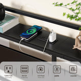 ELYKEN King Size Headboard with Power Outlet & LED Strip Light - Versatile, Easy Assembly in Black ELYKEN