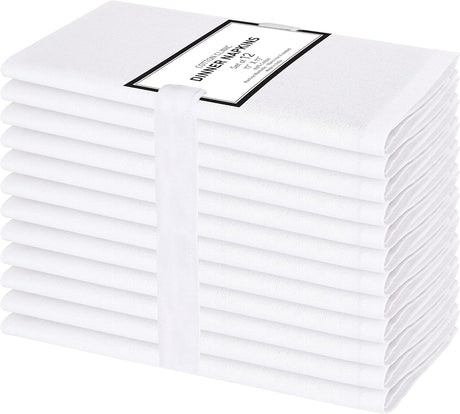 Cotton Clinic Cloth Dinner Napkins – Perfect Everyday Use Table Napkins – Soft Durable Washable – Ideal for Party Wedding Christmas Easter – Set of 12-17x17 inches White Napkins Cotton Clinic