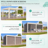 YOLENY Louvered Pergola and 6 Pull-Down Screens, 12x16FT All Aluminum Pergola with Adjustable Rainproof Roof, Outdoor Sun Shade Shelter for Patio, Weatherproof, White YOLENY