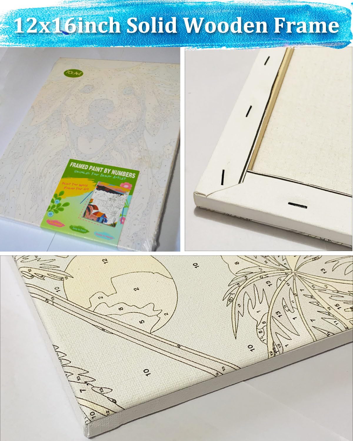 TOCARE Framed Paint by Numbers Kit for Adults, 12x16Inch Train Paint by Numbers with Frame, Snow Mountains Paint by Number Framed Canvas Winter Nature Scenery(Without Easel) TOCARE