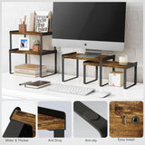 Goozii Kitchen Cabinet Organizers and Storage Shelves, Rustic Farmhouse Desk Shelf Riser for Cabinets, Black Expandable Corner Glasses Medicine Cabinet Organizer under Bathroom Sink - Set of 4 Goozii