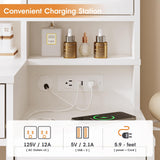 Mauqvit Vanity Desk with Mirror and Light，Vanity Desk with 2 Large Drawers, 2 Large Storage，Charging Station and 10 Lights 3 Lighting Modes Adjustable Brightness Dresser, White Maupvit