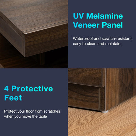 HOMMPA LED Nightstand with Wireless Charging Station Dark Walnut Mid Century Bedside Table with Led Light Smart Nightstand USB Port Type C Tall Night Table with 3 Drawers Wood Night Stand for Bedroom HOMMPA