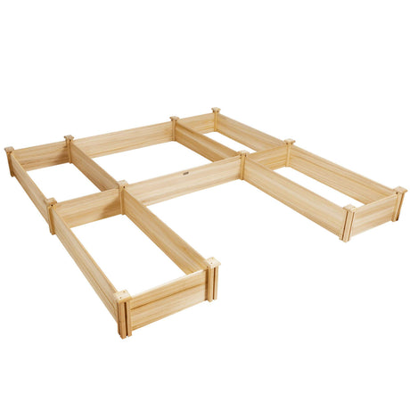 DORTALA Raised Garden Bed, Wooden Raised Garden Box, Planter Container for Herbs, Flowers, Vegetables, Ideal for Backyard, Patio, Natural, 92.5’’x95’’x11’’ DORTALA