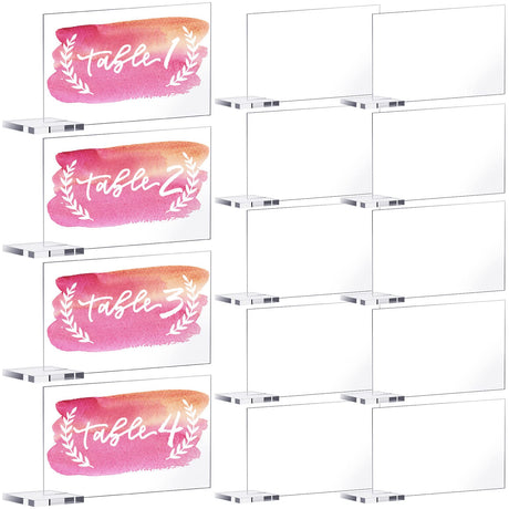 48 Clear Acrylic Place Cards Mini Clear Acrylic Table Place Card Acrylic Signs for Wedding Blank Plate Seating Chart Card for Table Numbers Sublimation Handwritten Name DIY Decor(Rectangle Style) Yalikop