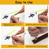 Japanese Screw Punch, Boyistar Wood Handle Belt Hole Puncher, Adjustable Leather Hole Punch Tool (Brown) Boyistar