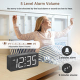 DreamSky Wooden Digital Alarm Clock for Bedroom - Desk Clocks for Living Room with Large Numbers, Dimmer, USB Port, Loud Alarm for Heavy Sleepers with Volume Control, DST, Wood Decor DreamSky