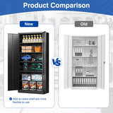 BYNSOE Metal Garage Storage Cabinet with 5 Adjustable Shelves Metal Locking Cabinet with Door Lockable Steel Tool Cabinets Door for Home, School, Office, Garage (Black, 71 inch) BYNSOE