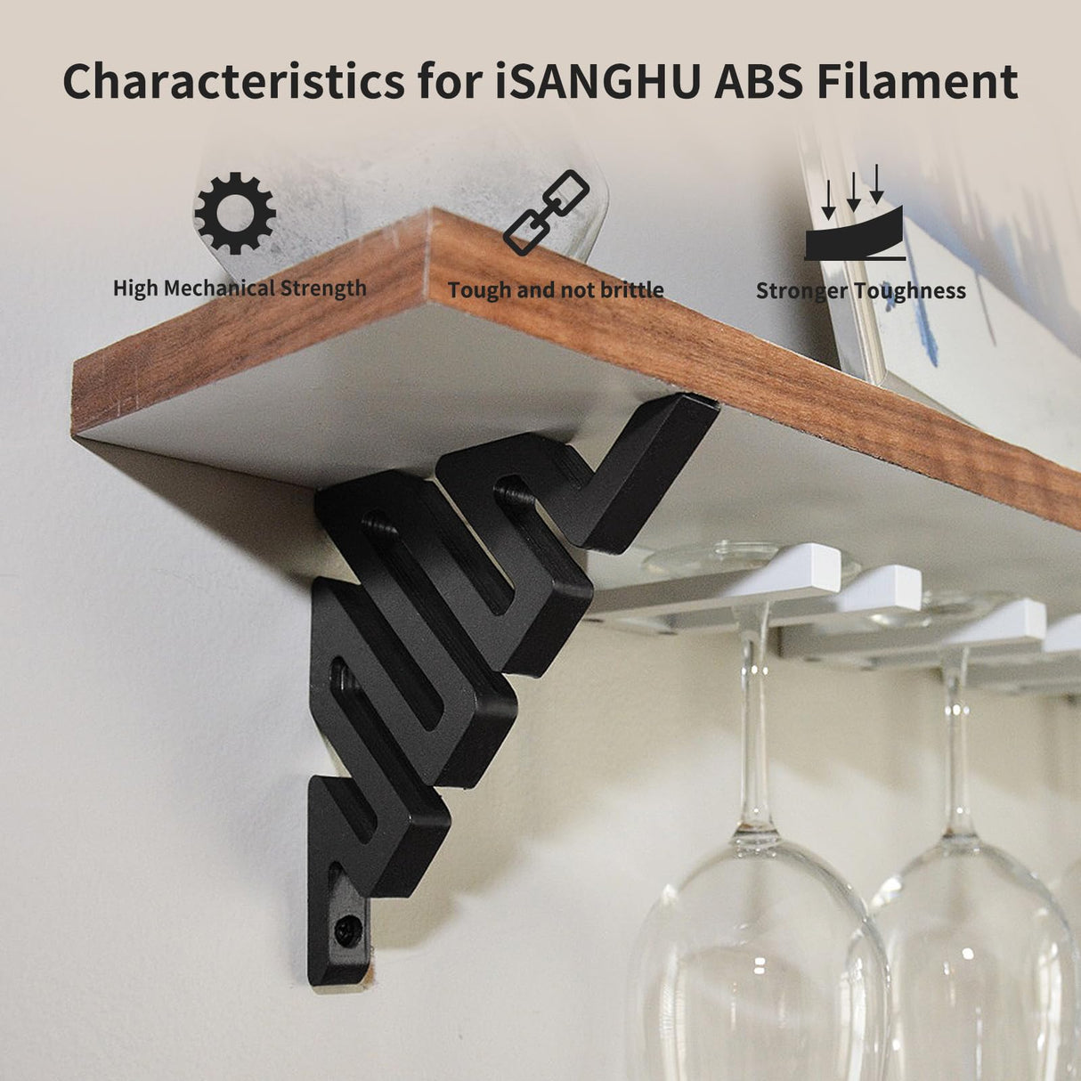 iSANGHU Carbon Fiber ABS Filament 1.75mm, Lightweight & High Toughness, Enhanced ABS-CF 3D Printer Filament, Black Carbon Fiber Filament ABS Filament 1kg(2.2lbs) Spool iSANGHU