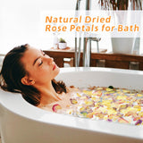 20+ Cups Real Rose Petals Biodegradable Wedding Flower Confetti, 2 QT Mixed Yellow Purple Pink Dried Roses Petals for Wedding Proposal Bath Valentine's Day Party Flower Girl Oning