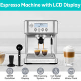 CASABREWS Espresso Machine with LCD Display, Powerful Milk Frother and Customizable Brewing Temperature, Provides Barista-Level Lattes and Cappuccinos CASABREWS
