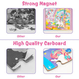 Unicorn Magnetic Puzzle for Kids 3-5, 75 pcs Magnetic Travel Puzzles Games for Toddlers Ages 3-8 Car Plane Road Trip Activities 3 in 1 Toys Gift for Girls WERNNSAI