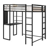 ADOVA Space-Saving Twin Loft Bed with Desk, Shelves, and Dual Ladders ADOVA