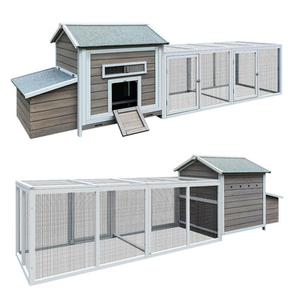 ZMAD Large Chicken Coop Outdoor,Chicken Coop 6-8 Chickens,Chicken Nesting Box, Pull Out Trays and Anti-Slip Asphalt Ramp (Gray, 118)