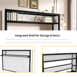 Polibi Twin Murphy Bed with Built-in Storage Shelf, Space-Saving Foldable Metal Wall Bed Frame for Small Spaces,Guest Room & Home Office,White Polibi