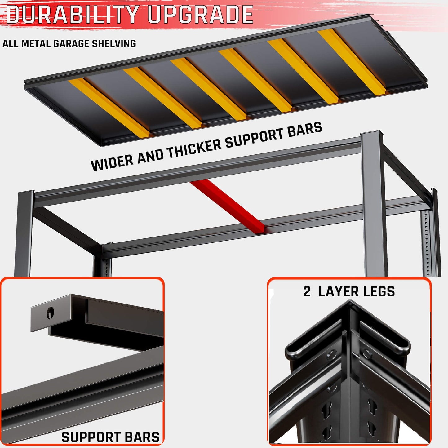 PMKES 60" Wide Heavy Duty Garage Shelving, 6 Tier Garage Storage Shelves, 3200 LBS Adjustable Industrial Shelving Unit, Commercial Metal Shelf Rack for Warehouse, Pantry, School, Shop