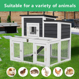 XiliqingEco Outdoor Chicken coops for 2-4 Chickens Wooden with Waterproof Asphalt Roof, Ramp, and Multiple Doors Openable Top Pull-Out Tray Suitable for Outdoor Backyard (Black and White) XiliqingEco
