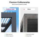 PURPLE LEAF 11' x 15' Adjustable Louvered Pergola with Drainage System Aluminum Outdoor Pergola with White Sun Shade Roof Hardtop Gazebo Metal Patio for Deck Backyard Garden PURPLE LEAF