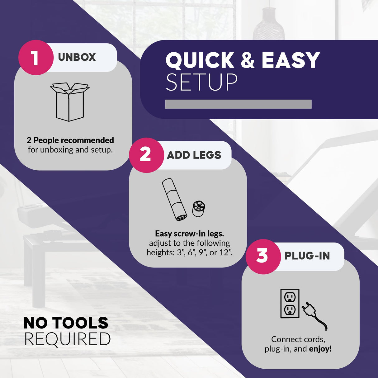 Blissful Nights King e3 Adjustable Bed Base Frame with Head and Foot Incline, Wireless Remote Control, Easy Assembly, and 10 Year Warranty Blissful Nights