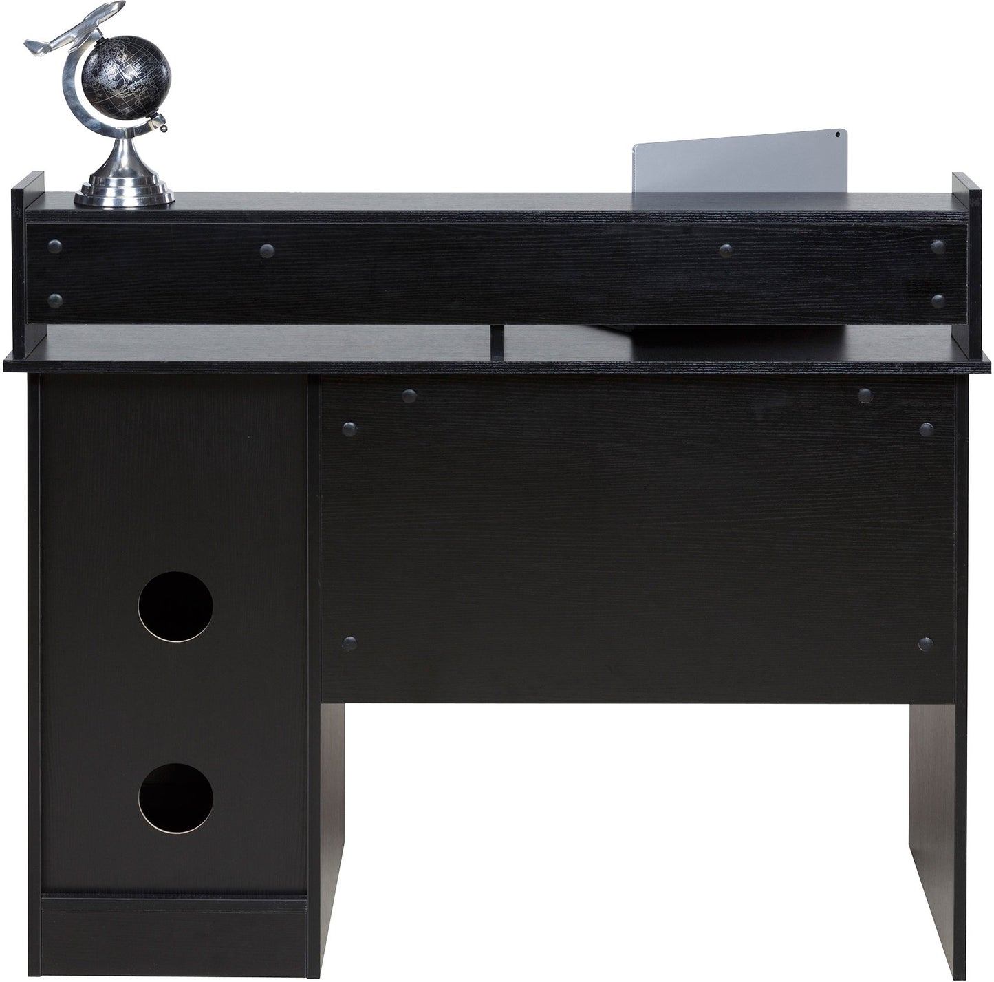 OneSpace Essential Black Computer Desk with Hutch & Pull-Out Keyboard Tray - WoodArtSupply