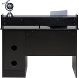 OneSpace Essential Black Computer Desk with Hutch & Pull-Out Keyboard Tray OneSpace