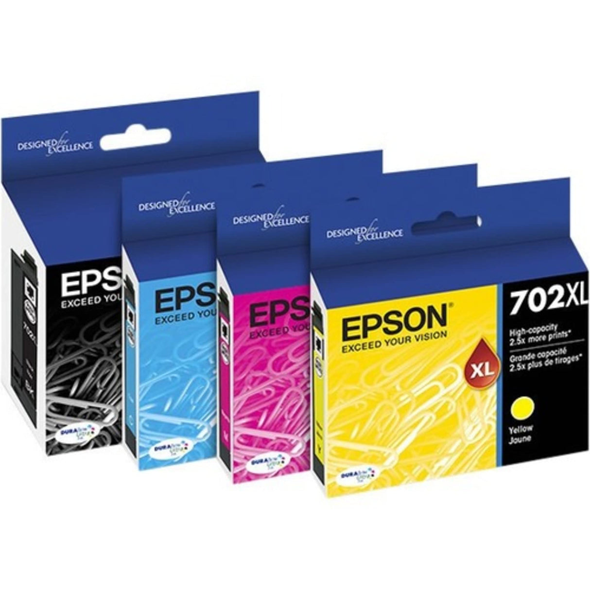 EPSON 702 DURABrite Ultra Ink High Capacity Black & Standard Color Cartridge Combo Pack (T702XL-BCS) Works with WorkForce Pro WF-3720, WF-3730, WF-3733 Epson