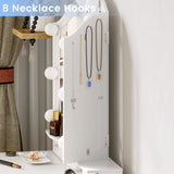 Tiptiper Makeup Vanity with Lights, Vanity Desk with Lighted Mirror and Stool, Vanity Table Set with 5 Drawers, 3 Light Settings, Adjustable Brightness, White Tiptiper