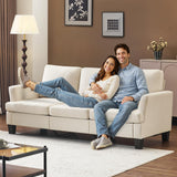 VINGLI White 83" Sofa Couches for Living Room, Faux Suede Modern Comfy 3 Seater Couch 25.6" Deep Seat Upholstery Cozy Sofas for Small Space, Bedroom, Apartment, Home Office VINGLI