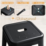 Furmax 30 Inches Metal Bar Stools Bar Height High Backless Stools Indoor Outdoor Stackable Kitchen Stools Set of 4 (Dark Black) Furmax