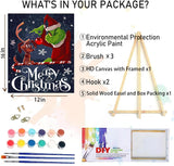 Christmas Paint by Numbers for Adults with Framed Canvas-with Wooden Easel,Paint by Numbers Kits Framed Canvas,DIY Acrylic Oil Painting Kits with Brushes Nice Gift Box for Home Wall Decor(12x16 Inch) MIRCVSH